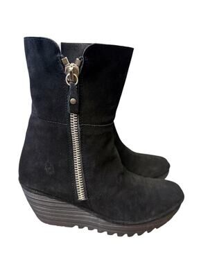 Fly London Yex Suede Wedge Boot Women size 41 US 10